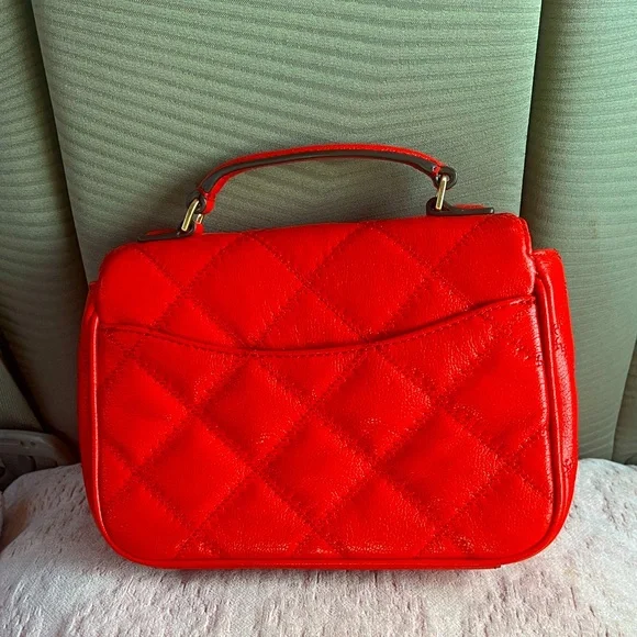 Tory Burch Red Quilted Leather Mini Handbag - Picture 2 of 8